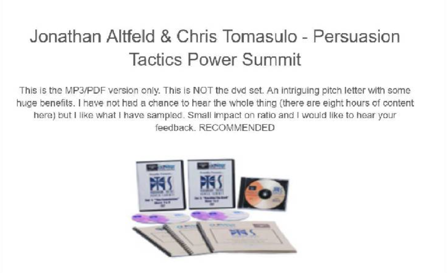 Jonathan Altfeld – Persuasion Tactics Power Summit with Christopher Tomasulo